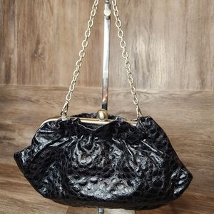 Unlisted Kenneth Cole Black Kisslock Mini Purse Clutch with Chain Strap